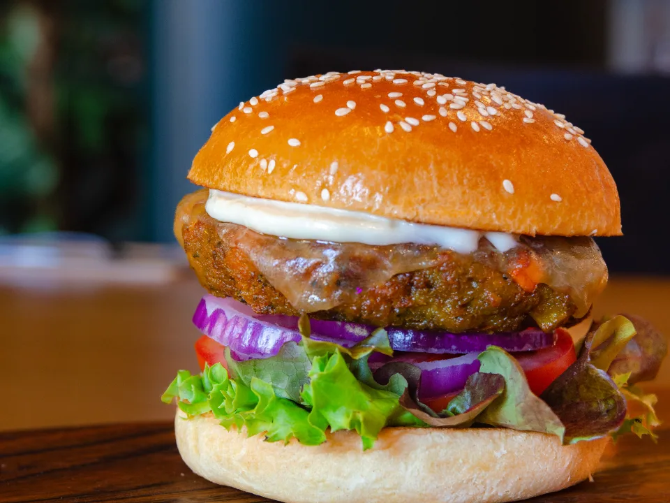 Vegie Magic Garden Veg and Lentil Burger serving suggestion